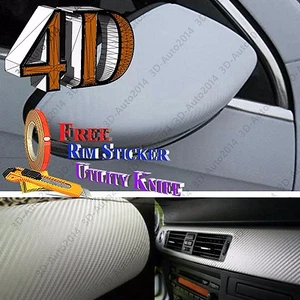 5ft X 7ft White 4D GLOS Carbon Fiber Vinyl Air Release Pockets Bubble Free - Picture 1 of 6