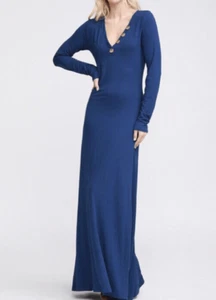 Doublju Women's Banded Button V-Neck Long Sleeve Maxi Dress Size X-Large - Picture 1 of 3