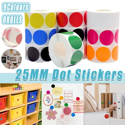 4000PCS 1" Round Colour Coding Circle Dot Labels on 8 Rolls 500 Count Stickers - image 1 of 4