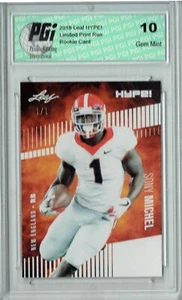 Sony Michel 2018 Leaf HYPE! #7A White Blank Back 1 of 1 Rookie Card PGI 10 - Picture 1 of 1