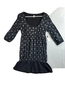 DC Shoes A Line Scoop Neck 3/4 Sleeve Midi Dress Womens Small Dresden New - Picture 1 of 8