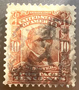 US Scott #307, 1903 Webster 10c Stamp Brown. - Picture 1 of 2