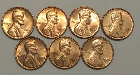 1968-S 1969-S 1970-S 1971-S 1972-S 1973-S 1974-S Lincoln Cent Set + Bonus Coin Cover