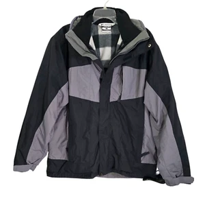 Columbia Mens Black Interchange Fleece Plaid Bugaboo Jacket Full Zip Size L - Picture 1 of 14