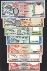 Nepal 2008-2010 Rs 5 to 1000 Everest Banknote Set of 7 Sign 16, 17, 18 UNC - Picture 1 of 1