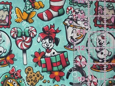 Custom 100% Cotton Woven Fabric Disney Christmas By The 1/4 Yard 9x56  - Image 1 of 2
