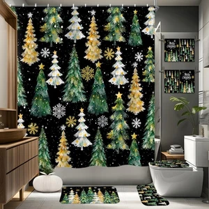 8 Pcs Bathroom Set with Towels, Shower Curtain, Rugs, Mat & Toilet Cover | Me... - Bild 1 von 7