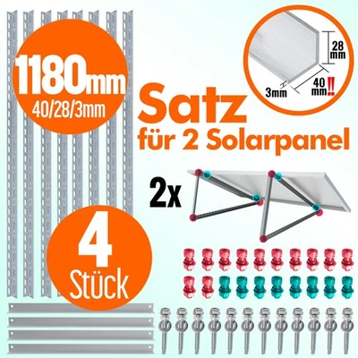 4x PV Halterung 118cm Solarpanel Solarmodul Aufständerung Photovoltaik Flachdach - Bild 1 von 4