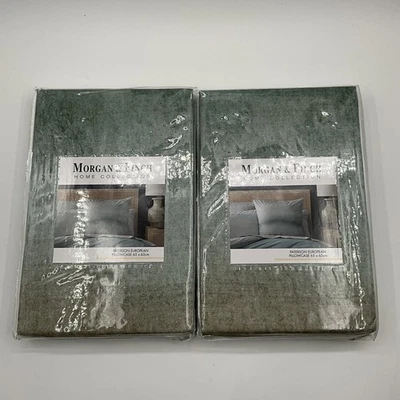 BNIP Morgan & Finch European Pillow Cases x 2 Paterson Blue/Grey - image 1 of 3