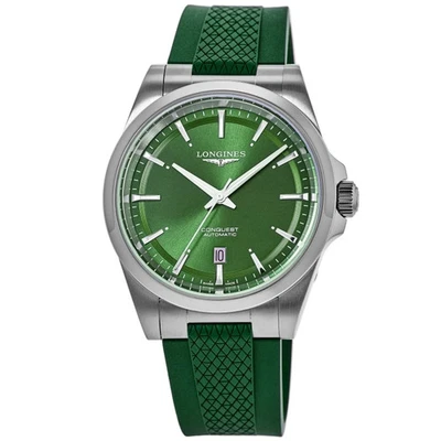 Nuevo Reloj Hombre Longines Conquest Automático Esfera Verde Goma L3.720.4.02.9 Foto 1 de 4