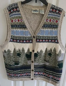 Chaleco Suéter Bosque Northern Reflections Mujer Talla XL Colorido Invierno Naturaleza - Imagen 1 de 7