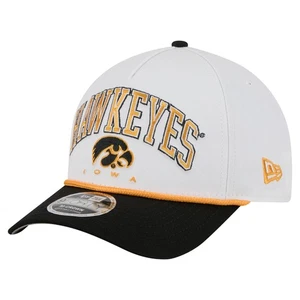 Men's New Era White/Black Iowa Hawkeyes Arch Two-Tone Rope 9FORTY A-Frame - Picture 1 of 5