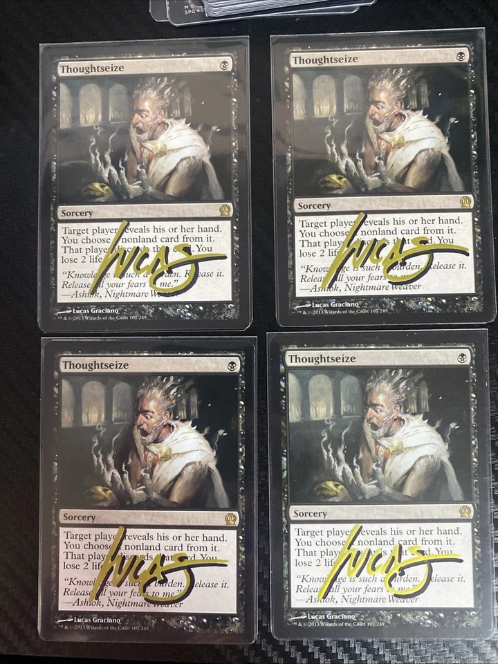 4x Thoughtseize Theros Regular - Shadow Signed By Artist - Image 1 of 1