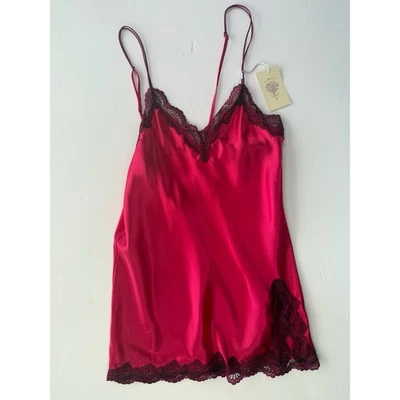 In Bloom por Jonquil Acabamento em Renda Cetim Grande Chemise Slip Magenta Rosa NOVO - Imagem 1 de 4