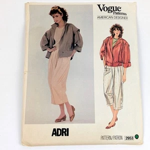 80s Loose Fitting Jacket + Pants Adri Sewing Pattern, Vogue 2953 Size 10, UC FF - Picture 1 of 6