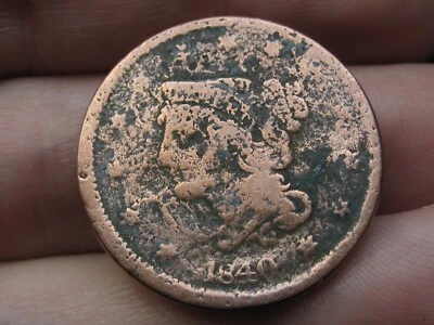 1840 Braided Hair Large Cent Penny, Large Date, VG Details - Image 1 of 3