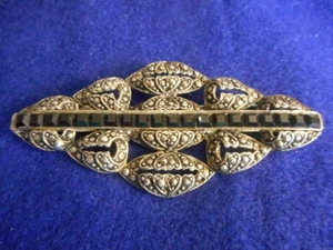 BEAUTIFUL LARGE WEINBERG NEW YORK BROOCH/PIN WITH MARCASITES AND BLACK STONES - Picture 1 of 4