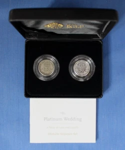 1947 & 2017 Royal Mint Sixpence x 2 coin Set "Platinum Wedding" in Case with COA - Picture 1 of 7