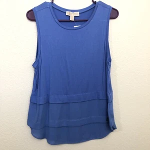 MICHAEL KORS Womens Medium Blue Sleeveless Top Tee Tank Mixed Media NWT $79.50 - Picture 1 of 12