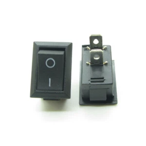 10 x Mini Rectangle Rocker Switch Black Snap-in SPST ON-OFF 2 Pin 12V 110V 220V - Picture 1 of 5