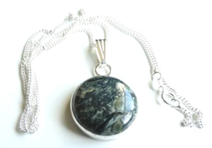 Exquisite 20mm Galaxy Star Jasper Open Back Pendant 18 inch Curb chain, - Picture 1 of 4