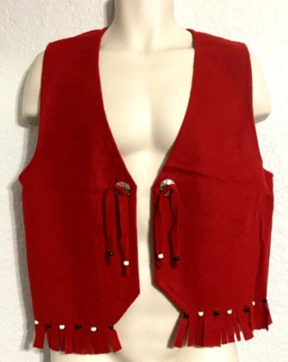 Chaleco Disfraz Western Vintage Hecho a Mano de Fieltro con Flecos y Bandana Para Hombre M/L Foto 1 de 4
