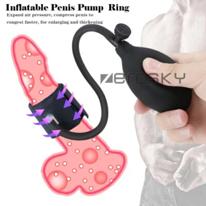 Reusable Condom Ejaculation Delay Traning Inflatable Penis Sleeve Male Enhancer - Picture 1 of 12