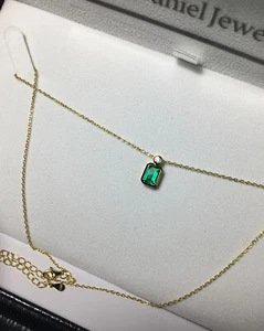 ON SALE - Lab-grown 1.2 Ct Columbian Emerald 925 Silver Real Yellow Gold 18kGP - Picture 1 of 14