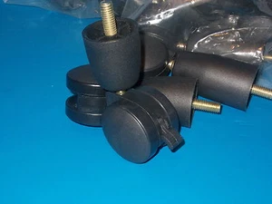 Castor Lockable Wheel Ensemble Bed Base Legs 2" 4" 6" x 3/8" Thread Size black - Picture 1 of 15