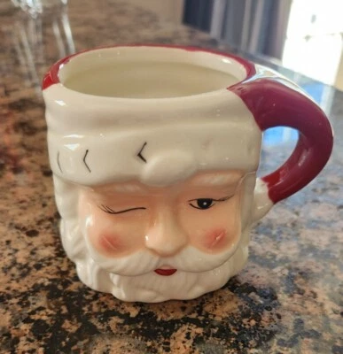 NEW Pottery Barn Santa Claus Shaped Handcrafted Ceramic 7oz. Christmas Mug - Image 1 of 4