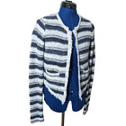Abercrombie & Fitch Knit Striped Tweed Crop Cardigan Sweater S Blue Grandmacore