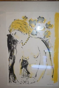 RARE FRENCH ARTIST SIGNED  "FIGURE IN YELLOW AND BLACK " 6 OF 10  CANT MAKE ARTI - Picture 1 of 3