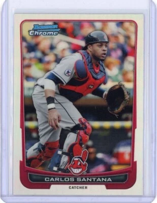 2012 BOWMAN CHROME CARLOS SANTANA SILVER REFRACTOR #51 INDIANS GUARDIANS MINT  - Image 1 of 2