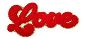 Love Chenille & Gold Glitter Iron On Patch - Picture 1 of 12