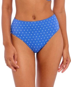 Freya Jewel Cove Bikini Brief Azure Blue White Size L 14 16 High Waist 7236 New - Picture 1 of 12