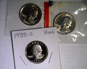 1988 pds Washington Quarters sin circular en violonchelo como nuevo y prueba - Imagen 1 de 2
