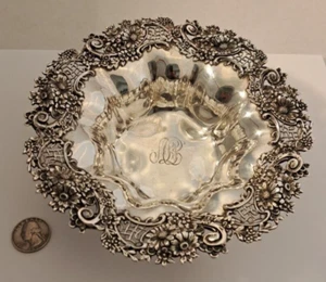 REDLICH ART NOUVEAU Sterling Silver FLORAL DAISY BOWL 7.5" Antique FLOWERS #2959 - Picture 1 of 14