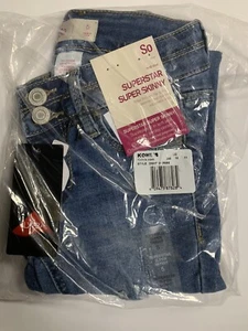 SO Girls Superstar Super Skinny Mid Rise Jeans Size 5 NWT Deconstructed - Picture 1 of 1