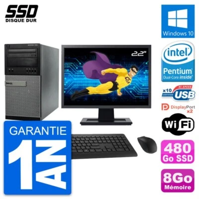 PC tour DELL 7010 Pantalla 22" Pentium G2020 RAM 8Go SSD 480Go Windows 10 Wifi - Imagen 1 de 4