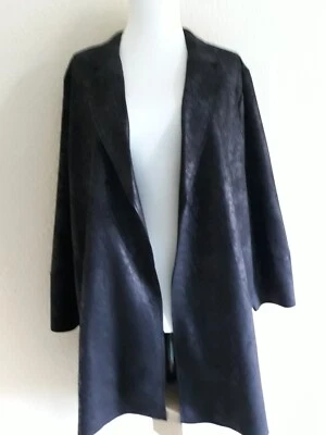 Chaqueta Quality Tahari 1X Negra Imitación Cuero Elastizada Frente Abierto Lt Wt NUEVAS Etiquetas Foto 1 de 4