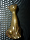 Katze Messing Bronze Kater SKULPTUR Kätzchen Figur 10 cm massiv Miniatur STATUE