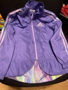 Adidas Sz 5 jacket Zip up Purple ruffle girls NWT - Picture 1 of 2