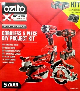 5 Piece Ozito 18V Cordless Combo Kit Drill Impact Driver Circ Saw Sander Grinder - Picture 1 of 1