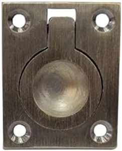 QCAA Flush Ring Pull, Solid Brass, 36.5 X45 Mm, Brushed Antique Brass, 1 Pack, M - Picture 1 of 12