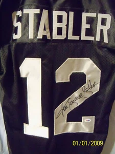 Ken Stabler Autographed Raiders Custom Black XL Football Jersey - COA by PSA/DNA - Picture 1 of 11