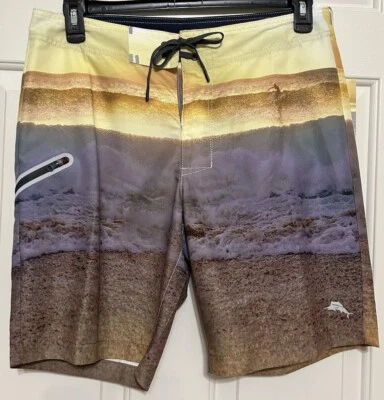 Nuevo con etiquetas Tommy Bahama talla 32 amarillo Molokai Sunset Break Board Shorts para hombre $99 Foto 1 de 4