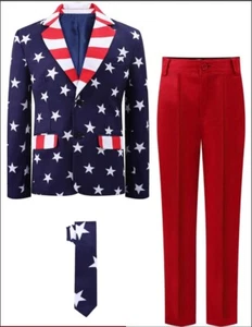 American Flag Suit for Boys 4th of July Outfit Patriotic3-Piece Printed Suit Set - Picture 1 of 1