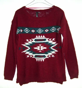 Rainbow  oversize  Pullover  Gr 32 34 XS 36  rot mit Muster  sweater  neu - Bild 1 von 3