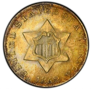 1852 Three Cent Silver - PCGS MS 65 CAC - UNBELIEVABLE TONING & QUALITY! - Picture 1 of 5