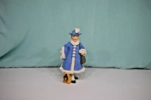 Miniature Doll Figurine Victoria a Girl with a Bag and Dog in 1:12 doll scale - Picture 1 of 5